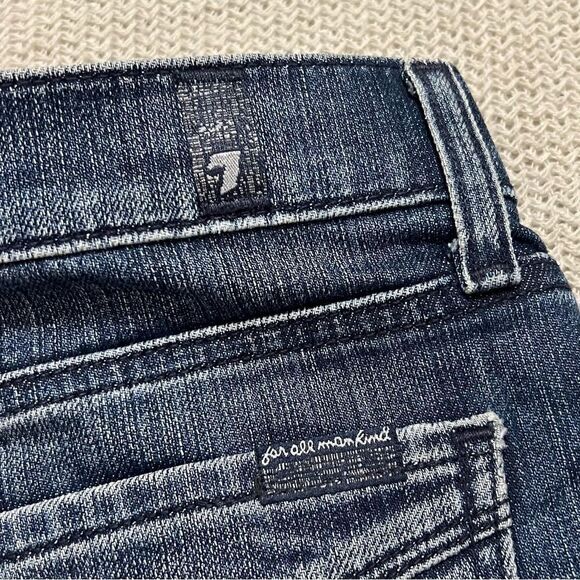 7 For All Man Kind Denim Jean Mini Skirt Sunburst Crystal Embellished Pockets 29 - Picture 10 of 12